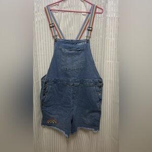 Overalls “Queen” Logo SZ: (XXL) Blue-Jeans Overall Shorts Pre-Loved Great Shape